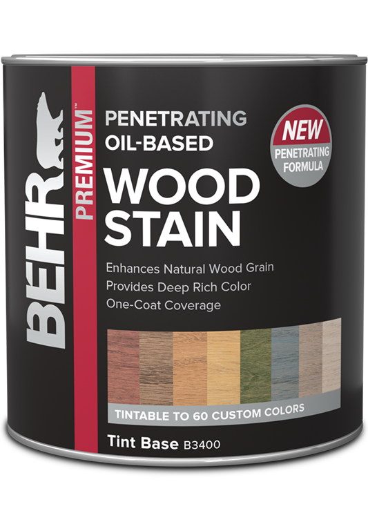 1 quart can of Behr Premium Penetrating Oil Based Wood Stain, interior