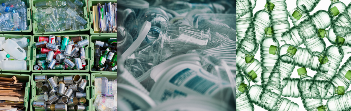 composite image of recycled cans and plastic